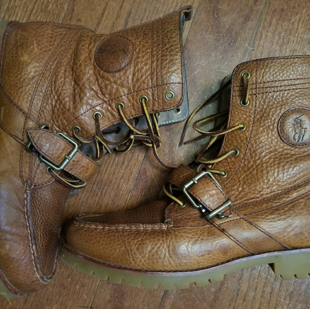 Auth Ralph Lauren Ranger Polo Boots Size 9.5 D Tan